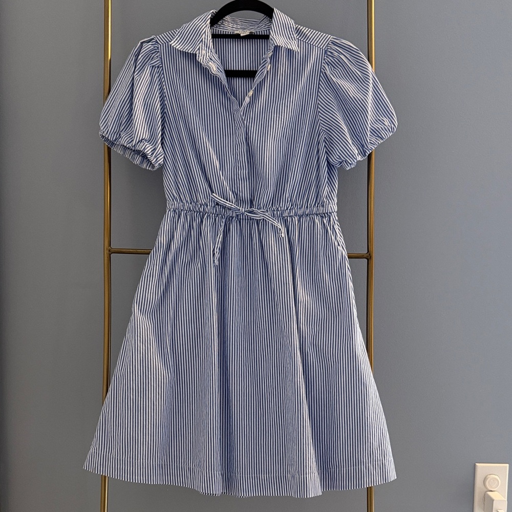 J. Crew Blue and White Striped Mini Dress